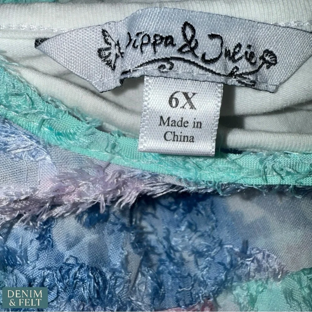 Pippa & Julie Girls 6X Blue‎ Pink Pastel Lace Overlay Party Dress
